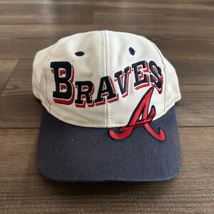 Vintage 90s Atlanta Braves The Game x MLB Baseball Snapback Cap VTG